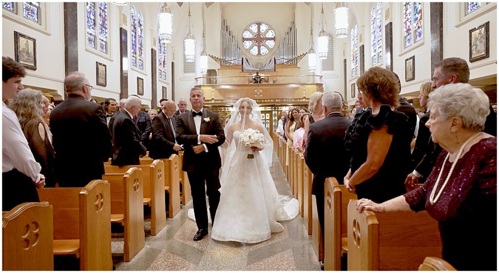 Bride walking down aisle