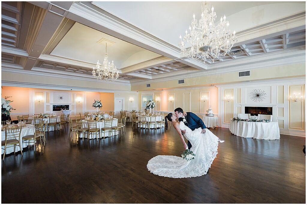 bride and groom at wedding reception at Soundview Caterers