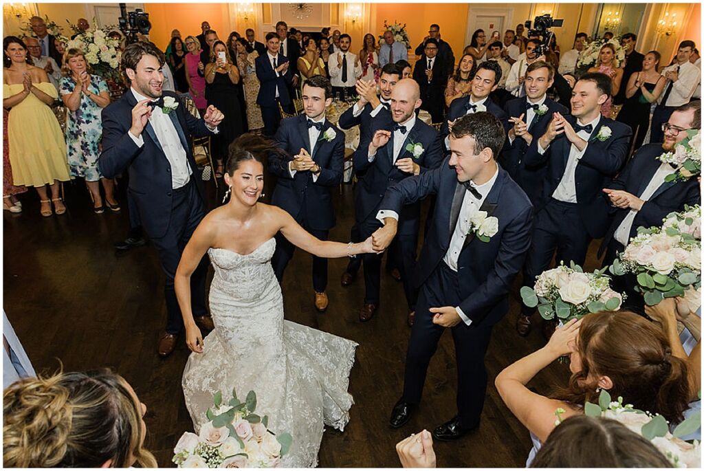 bride and groom dancing at wedding reception at Soundview Caterers