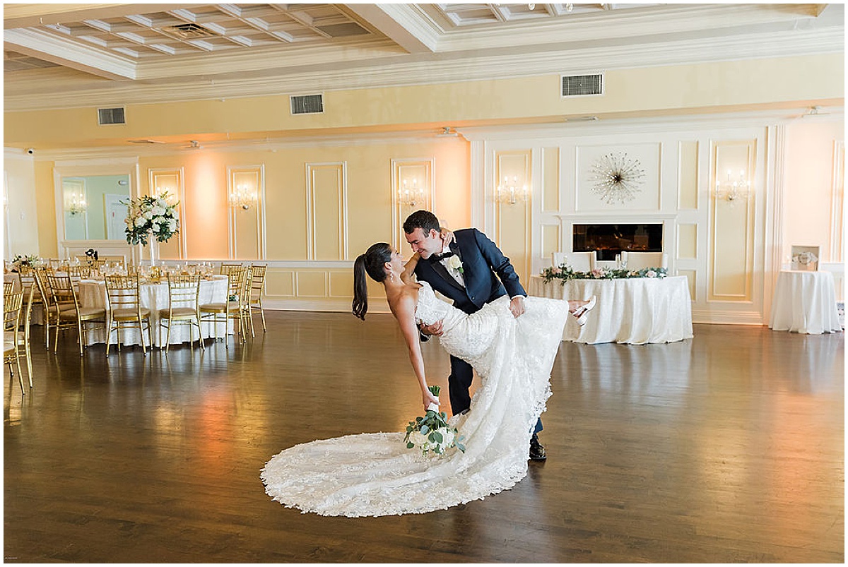 bride and groom at wedding reception at Soundview Caterers